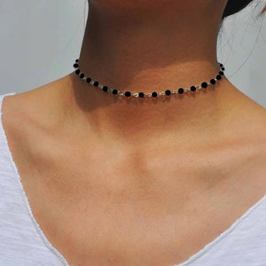 Fashion Jewelry Woman Simple Black White Bead  Necklace Handmade Choker Necklace  XL984