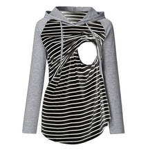 Load image into Gallery viewer, Women&#39;s Nursing Hoodie Long Sleeves Striped Tops Fashion Female Breastfeeding Hoodie Sweatshirt Clothing embarazada A2