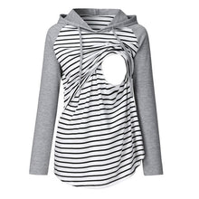 Load image into Gallery viewer, Women&#39;s Nursing Hoodie Long Sleeves Striped Tops Fashion Female Breastfeeding Hoodie Sweatshirt Clothing embarazada A2