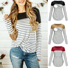 Load image into Gallery viewer, Women Nursing Clothes Wrap Tops Pregnant Maternity Clothes Women&#39;s Striped Long Sleeve Breastfeeding Loose T-Shirt Tee S-2XL