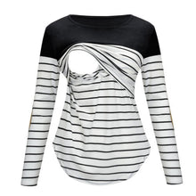 Load image into Gallery viewer, Women Nursing Clothes Wrap Tops Pregnant Maternity Clothes Women&#39;s Striped Long Sleeve Breastfeeding Loose T-Shirt Tee S-2XL