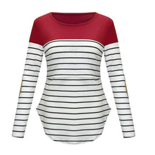 Load image into Gallery viewer, Women Nursing Clothes Wrap Tops Pregnant Maternity Clothes Women&#39;s Striped Long Sleeve Breastfeeding Loose T-Shirt Tee S-2XL