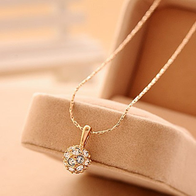 jewelry wholesale crystal ball pendant transfer bead necklace female small chain necklace necklaces & pendants#N44