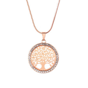 New Fashion Tree of Life Crystal Round Small Pendant Necklace Gold Silver Colors Elegant Women Jewelry Gifts Dropshipping 2019