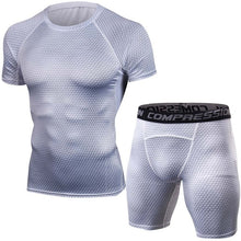 Load image into Gallery viewer, MMA Muscle Men Tracksuit Compression Set T Shirt Men&#39;s Fitness Tights Short Sleeeve Suits Sportswear Gyms Clothing