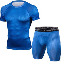 Load image into Gallery viewer, MMA Muscle Men Tracksuit Compression Set T Shirt Men&#39;s Fitness Tights Short Sleeeve Suits Sportswear Gyms Clothing