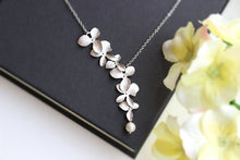 Load image into Gallery viewer, Todorova Orchid Flower with Simulated Pearl Necklace Pendant Charm Long Chain Collars Necklace for Women Chic Party Gift Jewelry