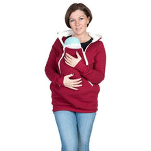 Load image into Gallery viewer, Women&#39;s Hooded Maternity Clothes New Autumn Winter Mother Clothing Plus Size Zipper Baby Carrier Sweatshirt