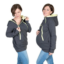 Load image into Gallery viewer, Women&#39;s Hooded Maternity Clothes New Autumn Winter Mother Clothing Plus Size Zipper Baby Carrier Sweatshirt