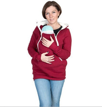 Load image into Gallery viewer, Women&#39;s Hooded Maternity Clothes New Autumn Winter Mother Clothing Plus Size Zipper Baby Carrier Sweatshirt